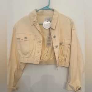 NWT Yellow Crop Love Tree Denim Jacket
